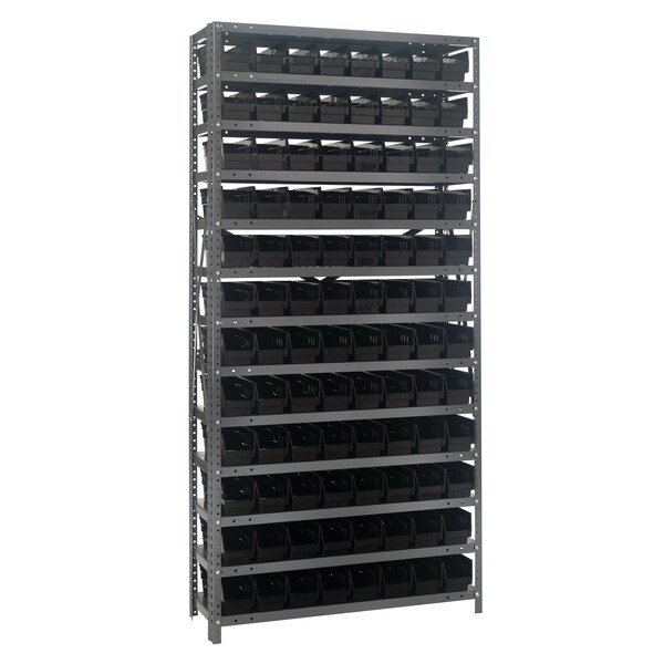 Steel Shelving with plastic bins